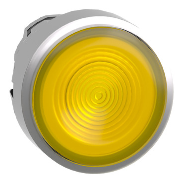Harmony fém világító nyomógomb fej, Ø22mm visszatérő, beépített LED-hez, hornyolt lencsével, sárga - ZB4BW383S