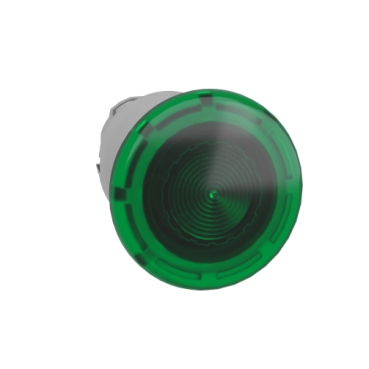 Harmony fém világító nyomógomb fej, Ø22mm, visszatérő, Ø40mm gombafejű, beépített LED-hez, zöld - ZB4BW433