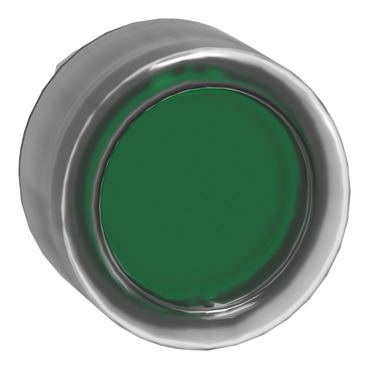 Harmony fém világító nyomógomb fej, Ø22mm, visszatérő, védősapkás, beépített LED-hez, zöld - ZB4BW533