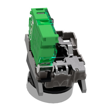 Harmony XB4, Wireless and batteryless push button, metal, green, Ø22, spring return