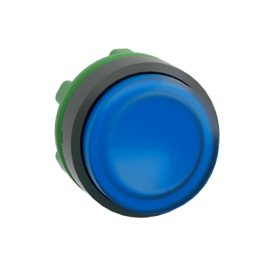 Harmony műanyag világító nyomógomb fej, Ø22mm, visszatérő, LED-es, kiemelkedő, kék - ZB5AW163