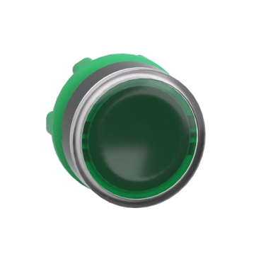 Harmony műanyag világító nyomógomb fej, Ø22mm, visszatérő, beépített LED-hez, zöld - ZB5AW333