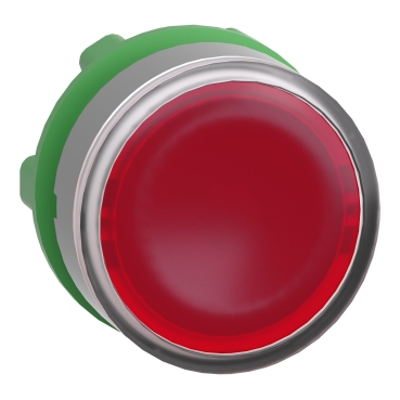 Harmony műanyag világító nyomógomb fej, Ø22mm, visszatérő, beépített LED-hez, piros, szürke perem - ZB5AW343C0