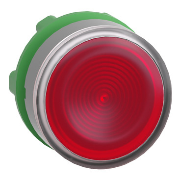 Harmony műanyag világító nyomógomb fej, Ø22mm, visszatérő, beépített LED-hez, hornyolt lencsével, piros, szürke perem - ZB5AW343SC0