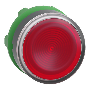 Harmony műanyag világító nyomógomb fej, Ø22mm, visszatérő, beépített LED-hez, hornyolt lencsével, piros - ZB5AW343S