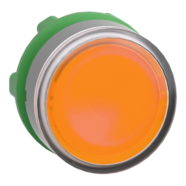 Harmony műanyag világító nyomógomb fej, Ø22mm, visszatérő, beépített LED-hez, narancssárga, szürke perem - ZB5AW353C0