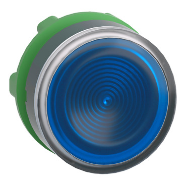 Harmony műanyag világító nyomógomb fej, Ø22mm, visszatérő, beépített LED-hez, hornyolt lencsével, kék - ZB5AW363S