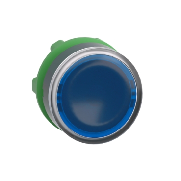 Head for illuminated push button, Harmony XB5, plastic, blue flush, 22mm, universal LED, spring return, plain lens