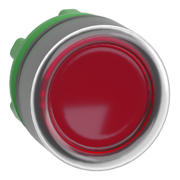 Harmony műanyag világító nyomógomb fej, Ø22mm, visszatérő, védősapkás, beépített LED-hez, piros - ZB5AW543
