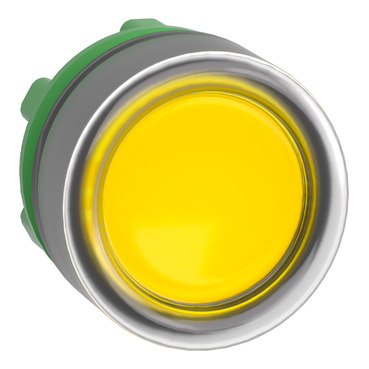 Harmony műanyag világító nyomógomb fej, Ø22mm, visszatérő, védősapkás, beépített LED-hez, sárga - ZB5AW583