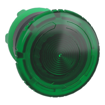 Harmony műanyag világító nyomógomb fej, Ø22mm, forgatásra kioldó, Ø40mm gombafejű, beépített LED-hez, zöld - ZB5AW733