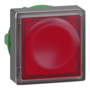 Harmony műanyag négyszög alakú világító nyomógomb fej, Ø22mm, visszatérő, LED modulhoz, betehető címke, piros - ZB5CW343