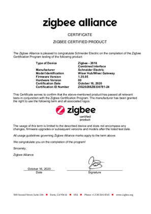 Zigbee Certificate