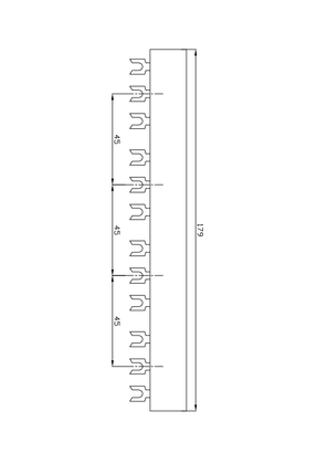 3P busbar 63A 4 tap-off 45 mm pitch Technical drawings