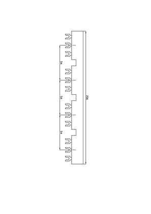 3P busbar 63A 4 tap-off 54 mm pitch Technical drawings