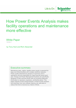 How Power Events Analysis makes facility operations and maintenance more effective