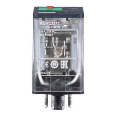 universal plug-in relay - Zelio RUM - 2 C/O - 120 V AC - 10 A - with LED