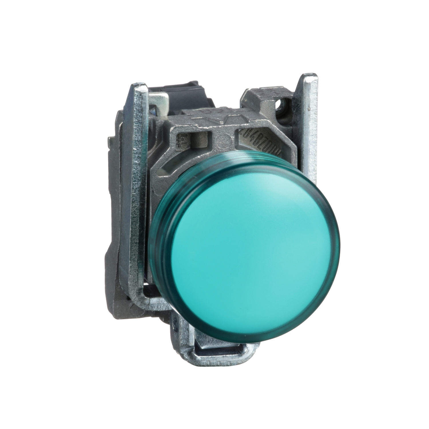 Pilot light, Harmony XB4, grey plastic, green, 22mm, universal LED, plain lens, 24V AC DC