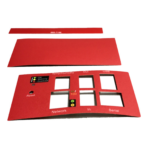 Красные наклейки для маркировки PDU (комплект на 10 устройств) Вид спереди слева