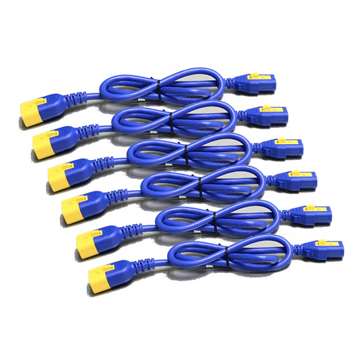 Power Cord Kit (6 ea), Locking, C13 to C14, 1.2m (4ft), North America, Blue
