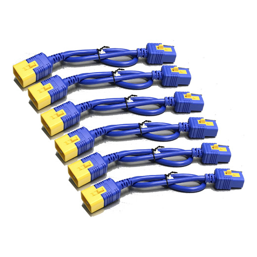 Kit de cable de alimentación (6 uds.), bloqueable, C19 a C20, 0,6 m (2 pies), azul Parte Delantera Izquierda