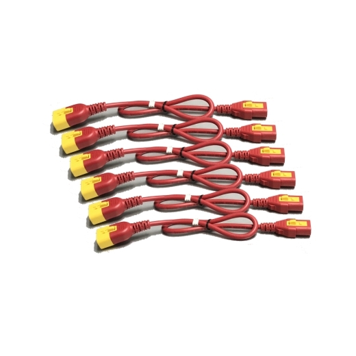 Power Cord Kit (6 ea), Locking, C13 to C14, 1.8m, Red Front Left