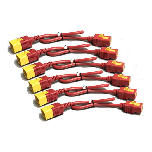 Power Cord Kit (6 EA), Locking, C19 TO C20, 1.2M (4FT), Red