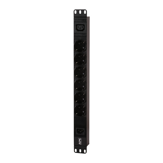 Easy Rack PDU, Basic, 1U, 1 Phase, 2.3kW, 230V, 10A, 6 SCHUKO and 1 C13 outlets, IEC60320 C14 inlet Front Left