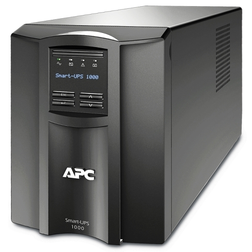 APC Smart-UPS, Line Interactive, 1000VA, Tower, 230V, 8x IEC C13 outlets, SmartConnect Port+SmartSlot, AVR, LCD Front Left