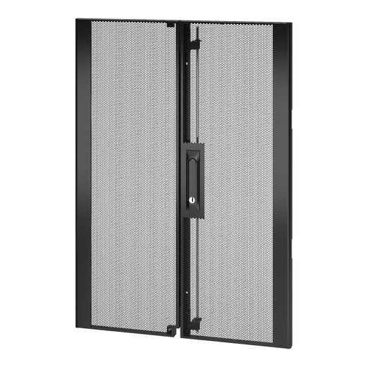 NetShelter SX 18U 600mm Wide Perforated Split Doors Black Front Left