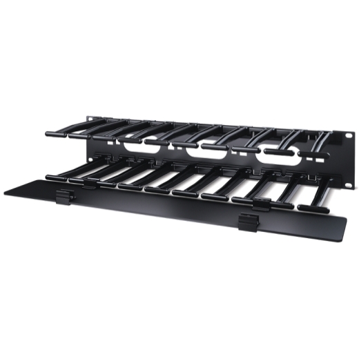 APC NetShelter Cable Management, Horizontal Cable Manager, 2U, Single Side with Cover, Black, 482.6 x 88.9 x 165.1 mm