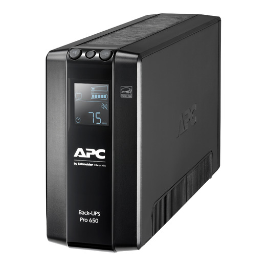 APC Back-UPS Pro 650VA, 230V, AVR, LCD, 6 IEC outlets Front Left