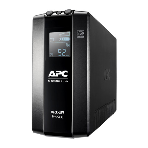 APC Back-UPS Pro, 900VA/540W, Tower, 230V, 6x IEC C13 outlets, AVR, LCD, User Replaceable Battery Front Left