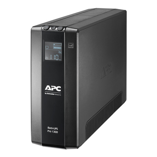 APC Back-UPS Pro, 1300VA/780W, Tower, 230V, 8x IEC C13 outlets, AVR, LCD, User Replaceable Battery Front Left
