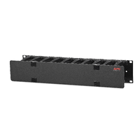 APC NetShelter Cable Management, Horizontal Cable Manager, 2U, Single Side with Cover, Black, 483 x 88 x 110 mm