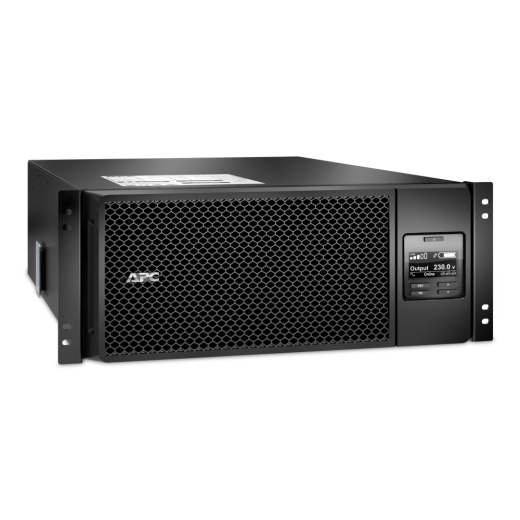 APC Smart-UPS On-Line, 6kVA/6kW, Rackmount 4U, 230V, 6x C13+4x C19 IEC outlets, Network Card+SmartSlot, Extended runtime, W/ rail kit Front Left