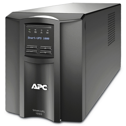 APC Smart-UPS, Line Interactive, 1000VA, Tower, 230V, 8x IEC C13 outlets, SmartSlot, AVR, LCD Front Left