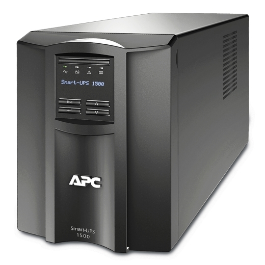 APC Smart-UPS, Line Interactive, 1500VA, Tower, 230V, 8x IEC C13 outlets, SmartSlot, AVR, LCD Front Left