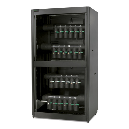 Unidad de distribución de la refrigeración 12 circuitos, alimentación inferior/superior, conducto para distribución inferior Parte Delantera Izquierda