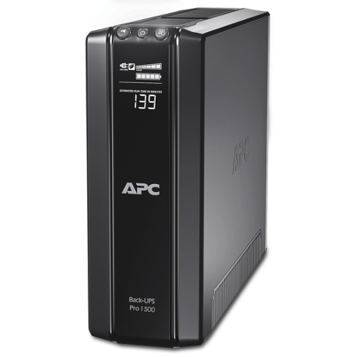 APC Back-UPS Pro, 1500VA/865W, Tower, 230V, 10x IEC C13 outlets, AVR, LCD, User Replaceable Battery Front Left