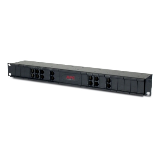 APC 24 position chassis for replaceable data line surge protection modules, 19" rackmount, 1U Front Left