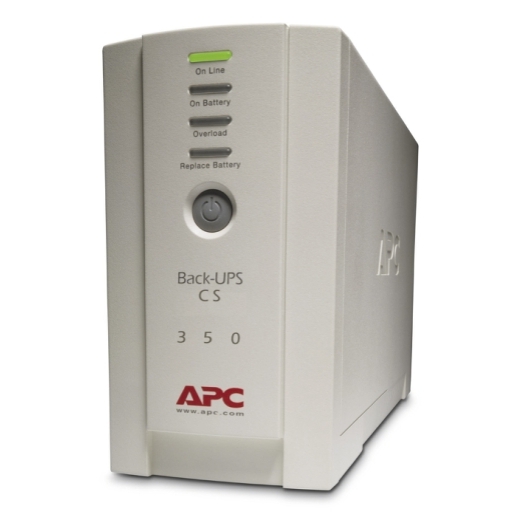 APC Back-UPS, 350VA/210W, Tower, 230V, 4x IEC C13 Outlets , User Replaceable Battery Front Left