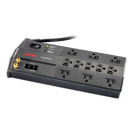 APC Performance SurgeArrest 11 Outlet with Phone (Splitter) and Coax Protection, 120V Front Left