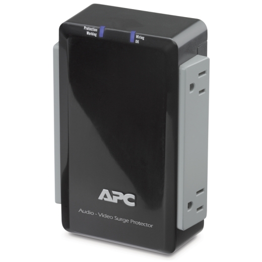 APC Audio/Video Surge Protector 4 Outlet with Coax Protection, 120V Front Left