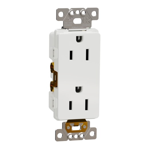 Socket-outlet, X Series, 15A, decorator, tamper resistant, commercial, white, matte finish
