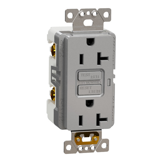 Socket-outlet, X Series, 20A, decorator, GFCI, tamper resistant, commercial, gray, matte finish