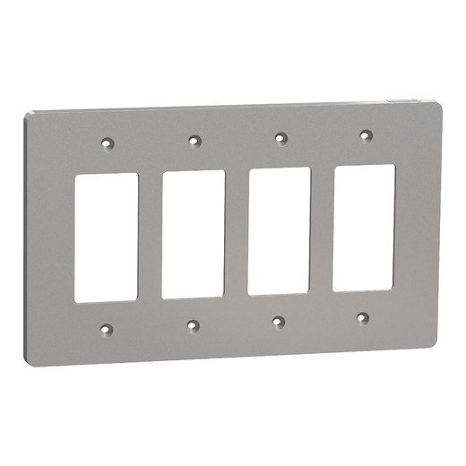 X Series 4 Gang Mid Size Plus Wall Plate Matte Gray