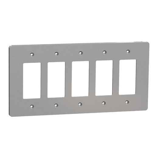 X Series 5 Gang Mid Size Plus Wall Plate Matte Gray